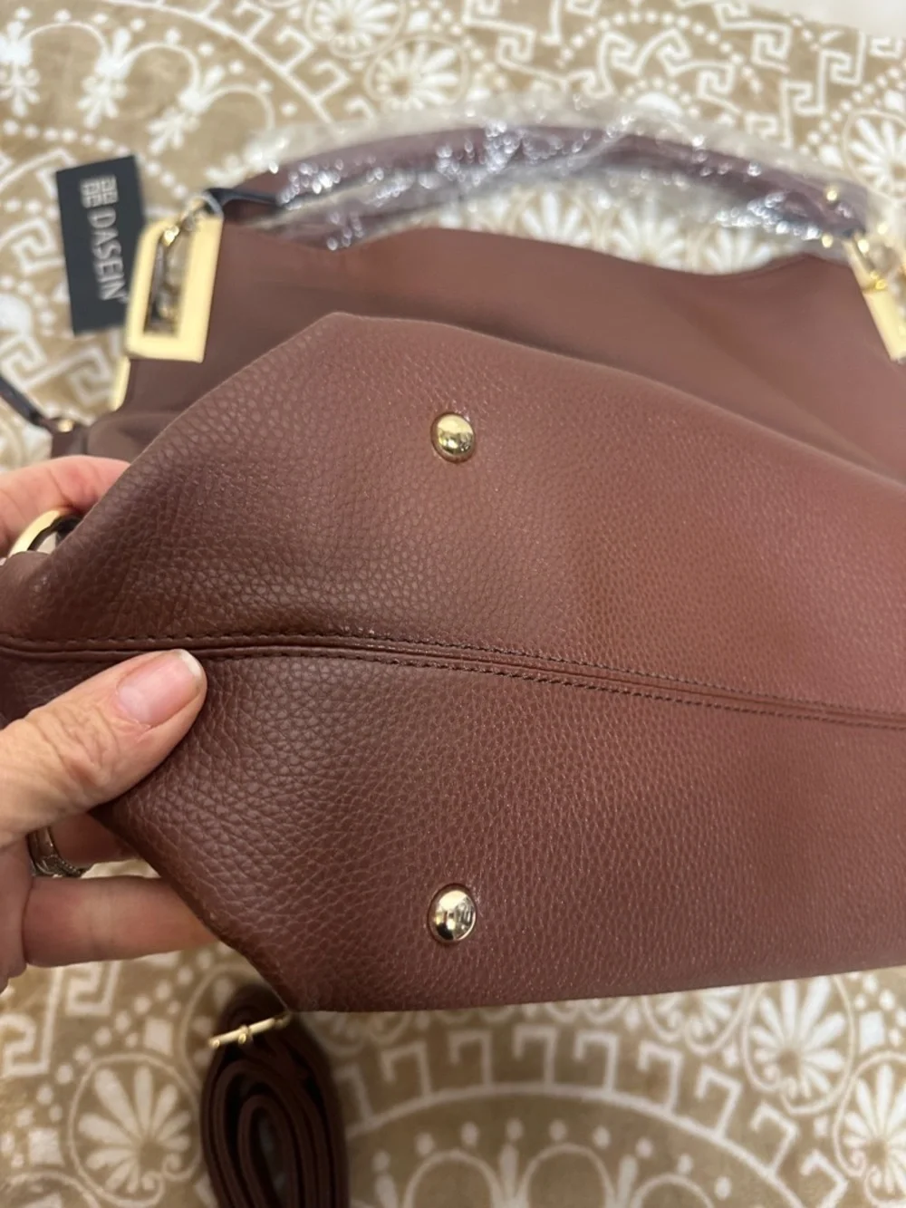 Dasein Hobo shoulder/ Crossbody Bag in soft faux leather with accent Rhinestones